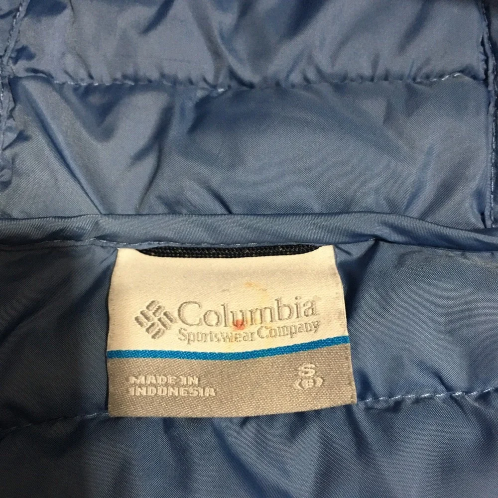 Columbia Puffer Jacket Kids Size S Blue Hooded Quilted Full Zip